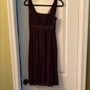 Elegant Purple Beaded Sleeveless Semi Formal Dress
